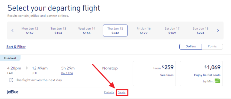 flight seat map jetblue