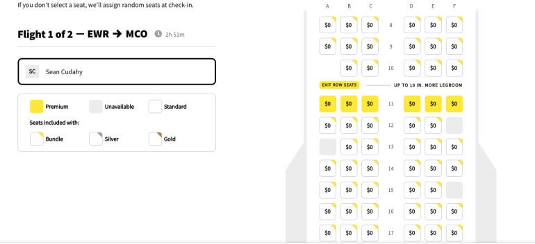 spirit airlines seat assignment child