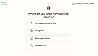 Example of a Better Mortgage online application question.