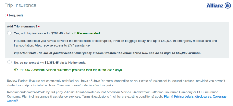 american airlines travel insurance worth it