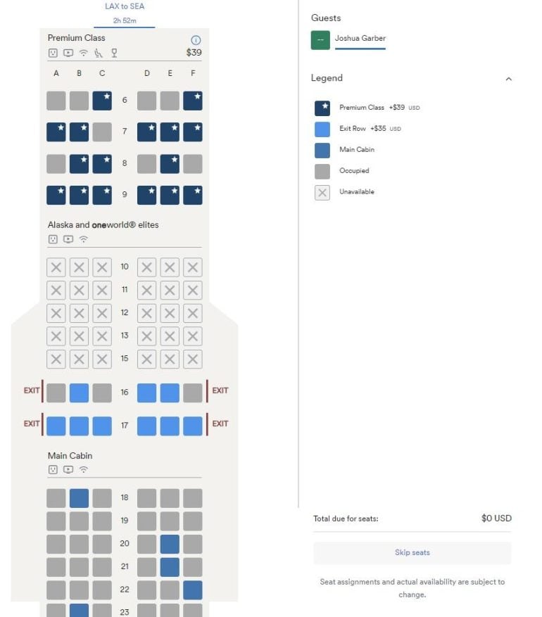 no seat assignment on flight