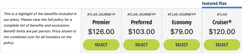 atlas travel insurance plan