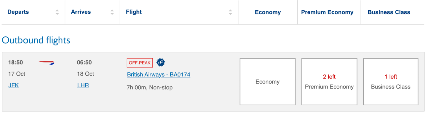 british airways seat assignment