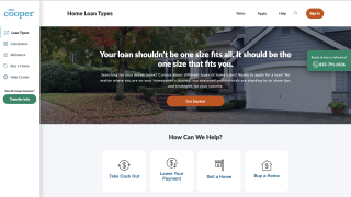 The Mr. Cooper website gives some information about types of mortgages. It asks, "How can we help?" with options for taking cash out, lowering your payment, and selling or buying a home.