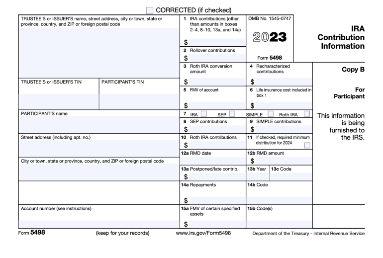 A screenshot of Form 5498. 