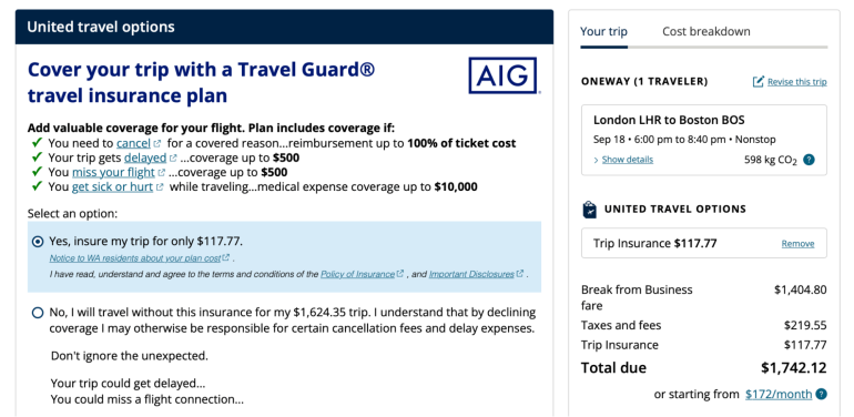 travel guard group inc united airlines