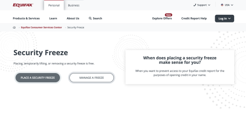 Equifax credit freeze