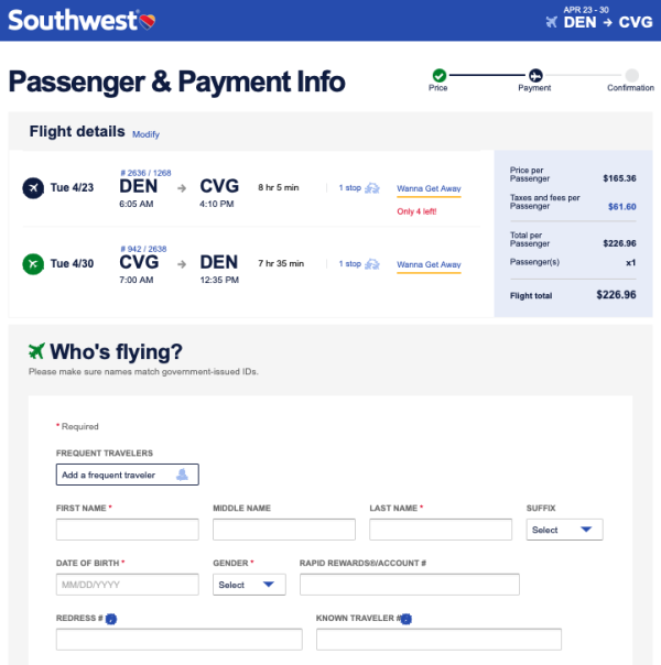 known traveller number on card