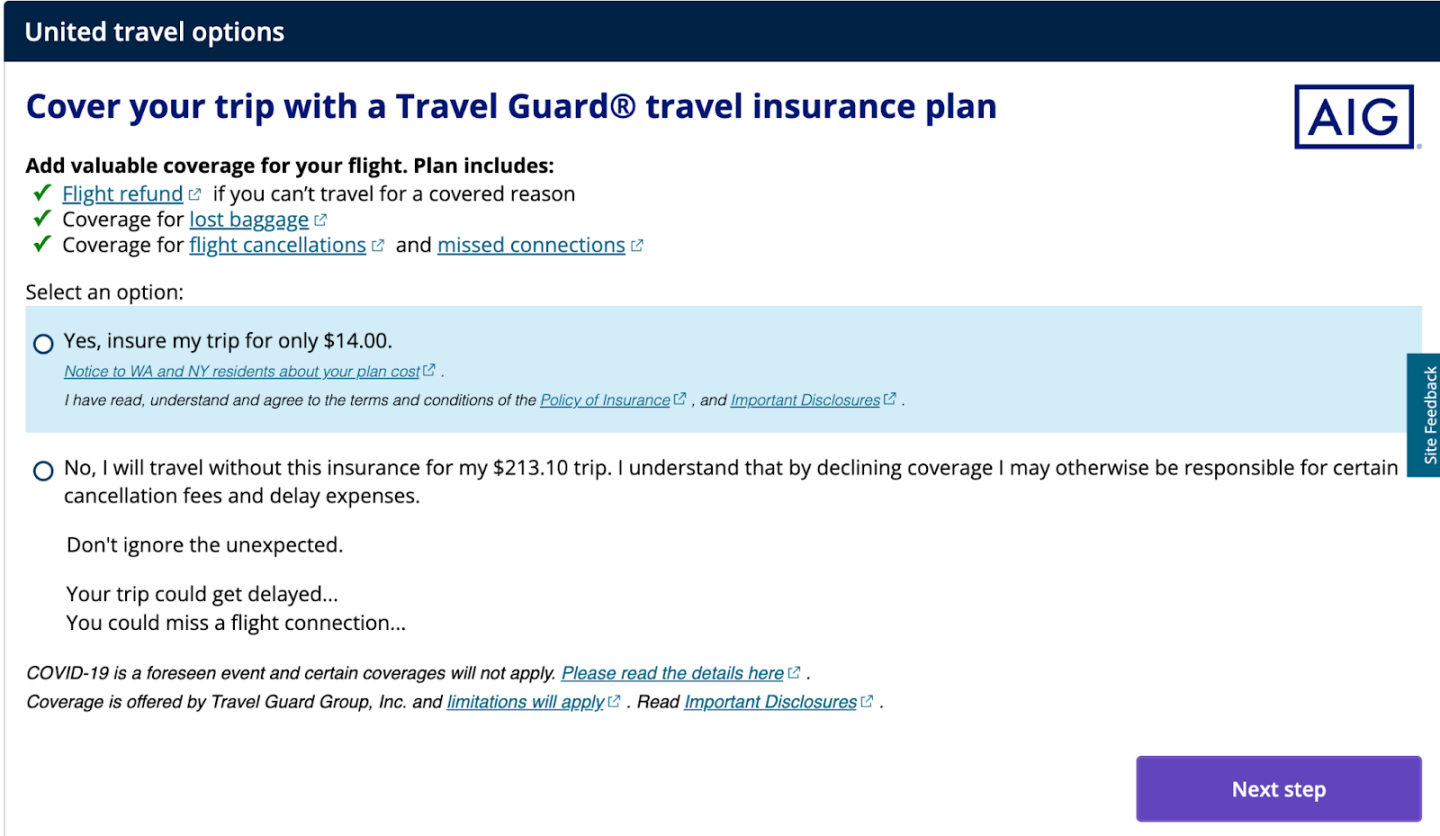 american airlines trip insurance refund