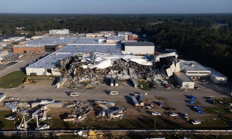 Tornado-damaged Pfizer plant in North Carolina.