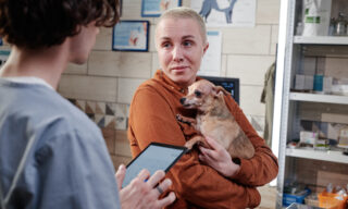 Adult with pet