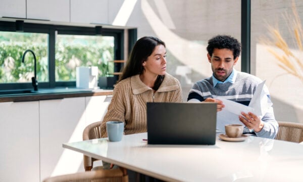 Couple doing financial planning.