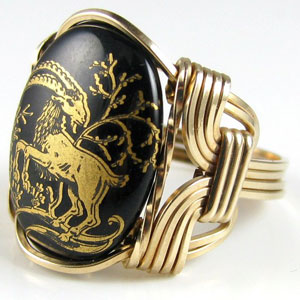 Cameo Jewelry Art - Capricorn Cameo Ring