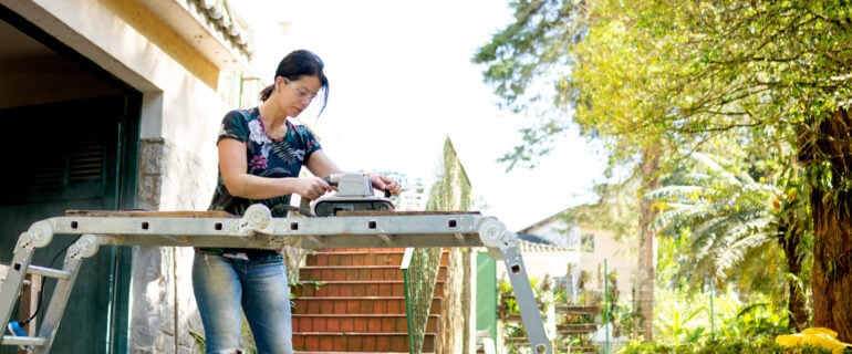 Since interest rates have been so low in the last few years, collateral mortgages can be an opportunity to borrow cheap money for remodeling, like the woman pictured working on a peace of wood, making home improvements