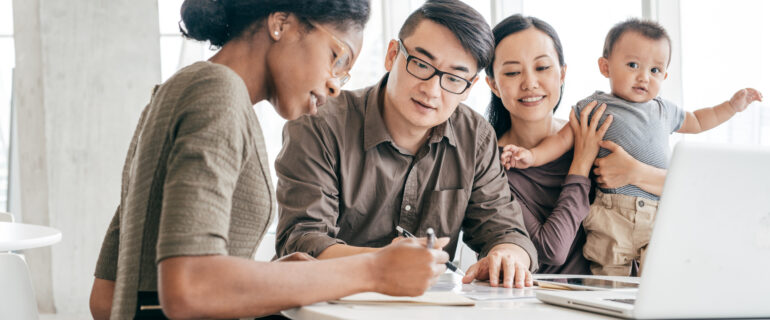 Young family is approved after getting someone to co-sign their mortgage.