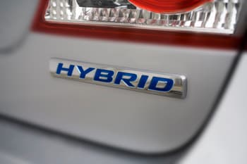 hybrid logo on a car