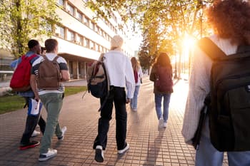Students walking on campus