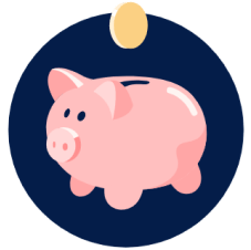 Cartoon Piggy bank with coin going inside