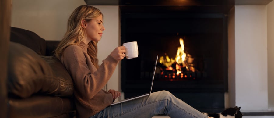 Fireplace, Indoors, Person