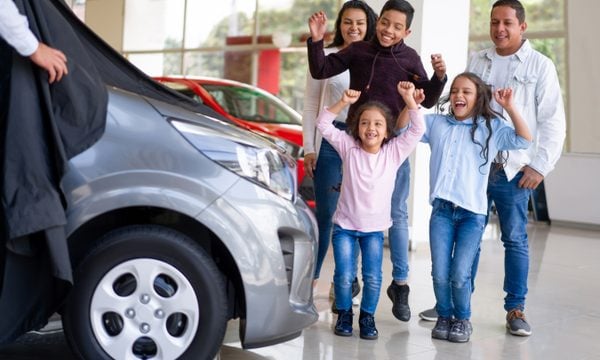 Family excited about their new car