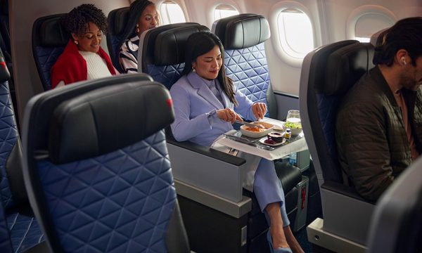 Seated passengers on a Delta aircraft