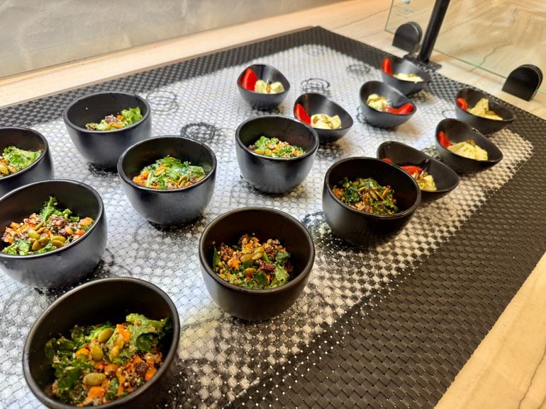 Curry quinoa salad served at the chase Sapphire Lounge PHX Phoenix International Airport