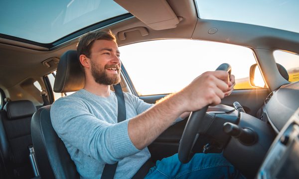 Man driving car