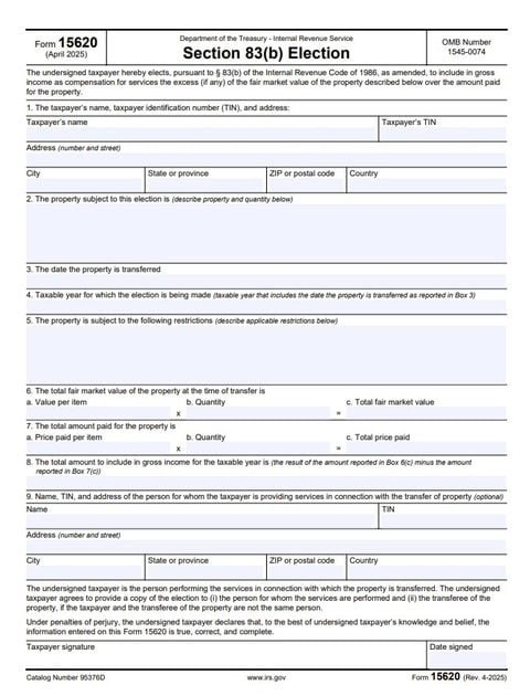 IRS 83(b) election form