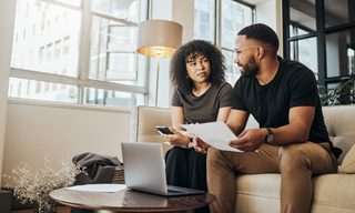 Couple reviewing finances