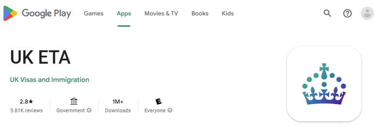 UK ETA in Google Play