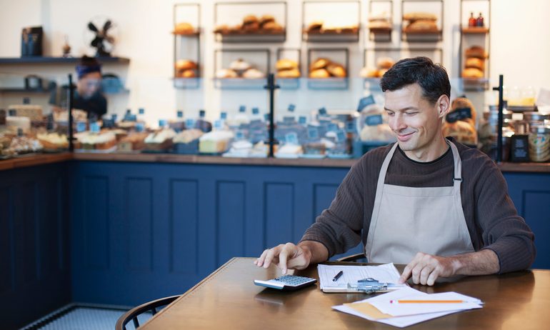 Business owner doing financial planning.