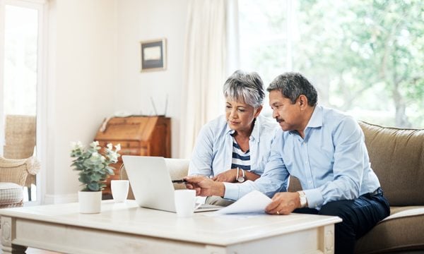 Couple doing financial planning.