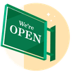 we're open sign