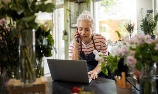 Woman working in flower shop