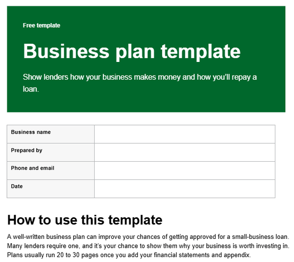 Business plan template