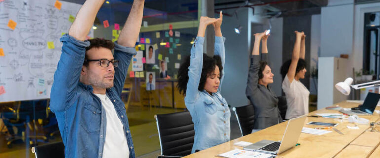 Employee wellbeing activity in office